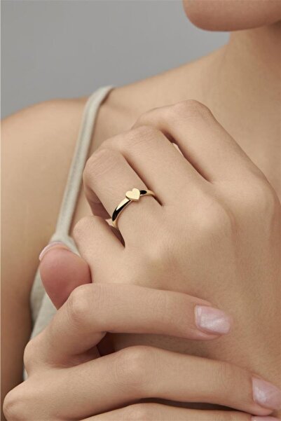 ALYANSEVİM Altın Kaplama Kalp Motifli Minimal Gümüş