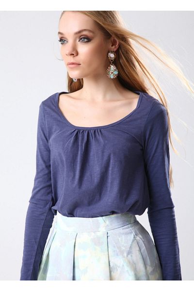 AVORWE Tricou casual cu mânecă lungă cu detaliu cu șnur