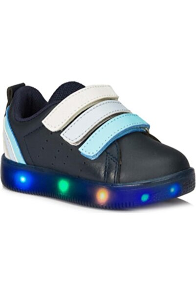 Vicco Lacivert - Çocuk Beyaz Işıklı Ayakkabı