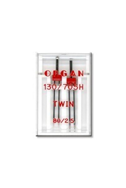 Set Dikiş Makineleri Organ Çift Iğne 2.5mm (NERVÜR IĞNESİ 80/2.5)2'li 12 Numara (AİLE MAKİNA IĞNESİ).