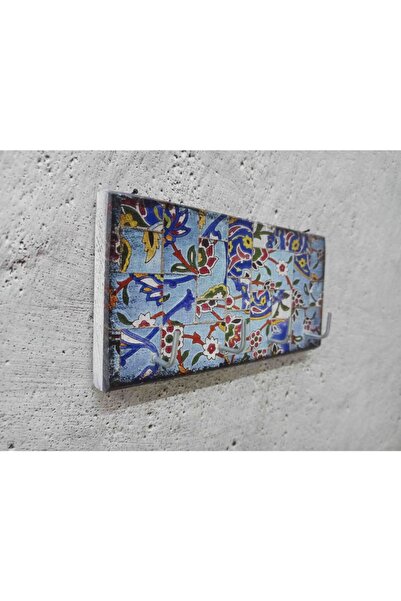 CajuArt Dekoratif Ahşap Anahtarlık Askılık Çiçek Motif Döşeme