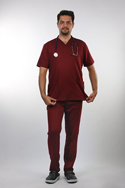 Eflex Costum chirurgical pentru bărbați din lycra, fără nevoie de călcat, cul...