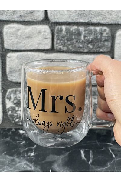 YzHome Perotti Mrs Always Right Double Walled Glass Double Mug 300ml