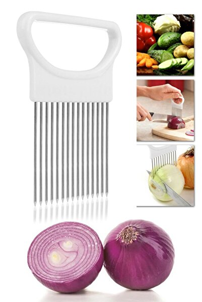 Anadolu Saray Çarşısı Paslanmaz Çelik Soğan Tutucu Kesici | Sebze Dilimleyici Tutucu Tarak | Soğan Dilimleme Tarağı