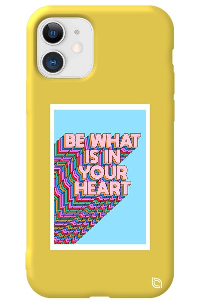 WANNA PROTECT iPhone 11 Yellow Color Premium Heart Patterned Silicone Phone C...