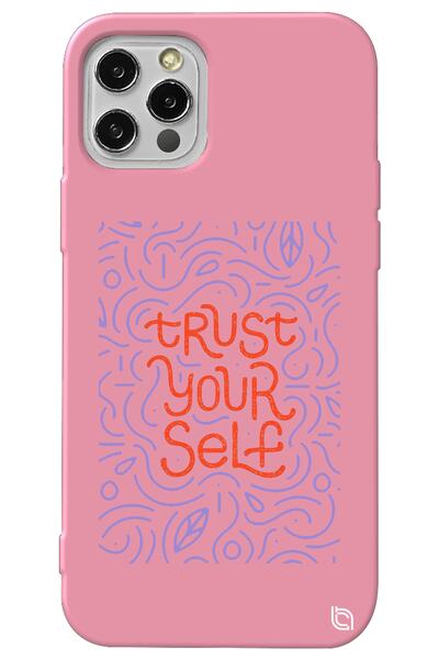 WANNA PROTECT iPhone 13 Pro Pink Color Premium Velvet Inside Trust Patterned ...