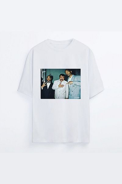 Buğraterzimoda Tricou alb supradimensionat unisex cu imprimeu Müslüm