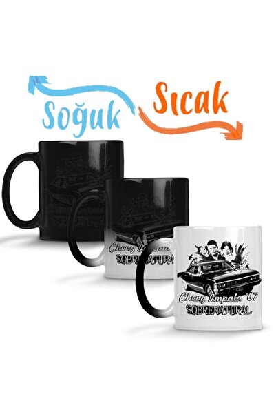 Baskı Dükkanı Supernatural Chevy Impala 67 Sihirli Kupa Bardak Porselen