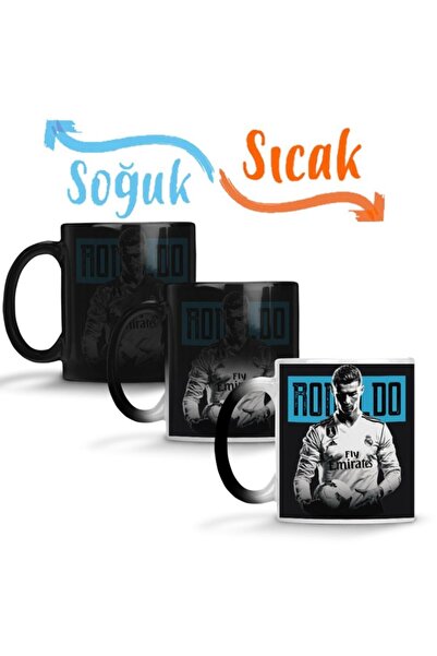 Baskı Dükkanı Cristiano Ronaldo Melhor Do Mundo Sihirli Kupa Bardak Porselen