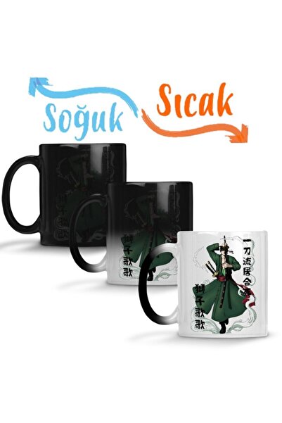 Baskı Dükkanı Roronoa Zoro One Piece Sihirli Kupa Bardak Porselen