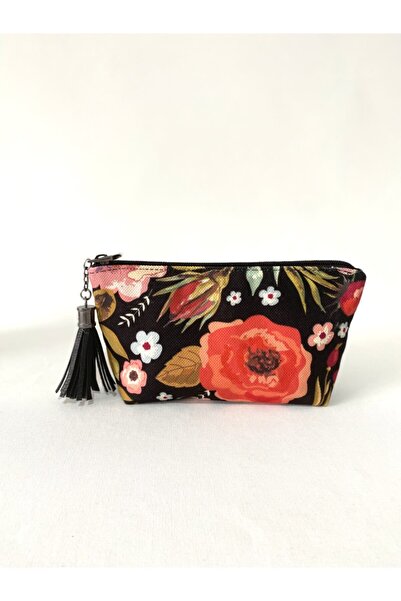 TALKING DREAMS منظم حقيبة مكياج زهور سوداء