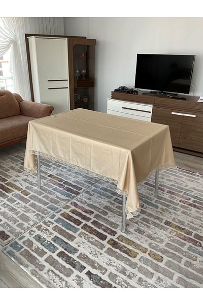 Çalışkan Çeyiz Evi Покривка за маса от френски дантелен плат Шантунг 160 х 220 см