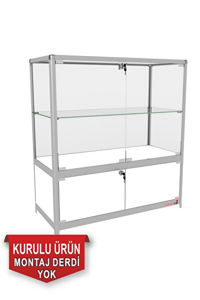 TEDA Camlı Vitrin - Camlı Dolap - Camlı Koleksiyon Vitrini - Cam Raf - Kurulu Ürün95x90x40