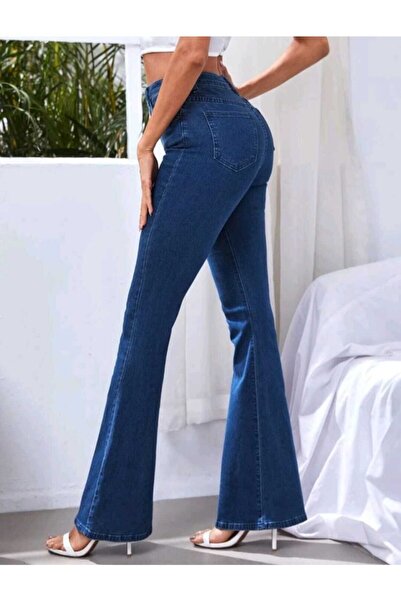 SANTA BELLA Koyu Mavi İspanyol Paça Jean  Yüksek Bel