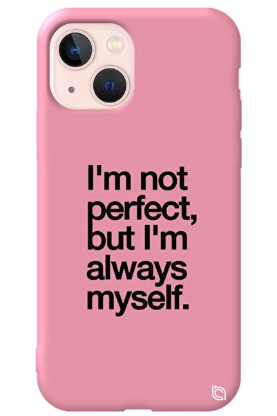 WANNA PROTECT Iphone 13 Pembe Renkli Premium Içi Kadifeli Myself Desenli Sili...