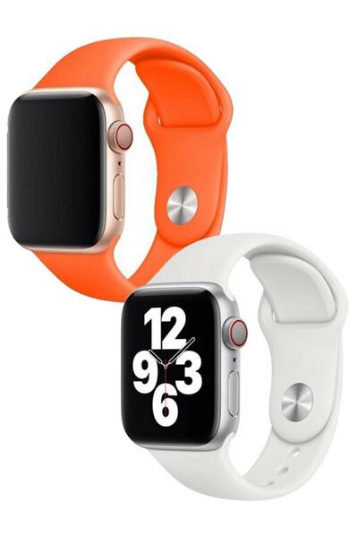 Fogy ساعة 1 2 3 4 5 6 Se 42 ملم ناعمة وسلسة 2 في 1 حزام كلاسيكي برتقالي وأبيض