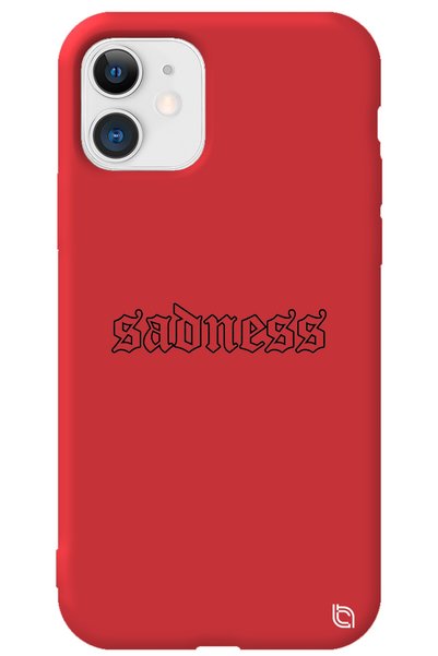 WANNA PROTECT iPhone 11 Red Color Premium Velvet Inside Sadness Patterned Sil...