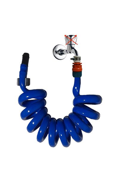 PLASYAY Spiral WC Bathroom Balcony Washing Hose Set with Wall Fixing 4 Meters Blue