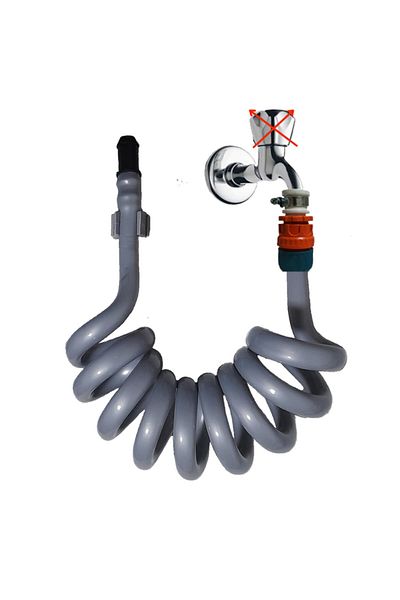 PLASYAY Spiral WC Bathroom Balcony Washing Hose Set with Wall Fixing 5 Meters Gray