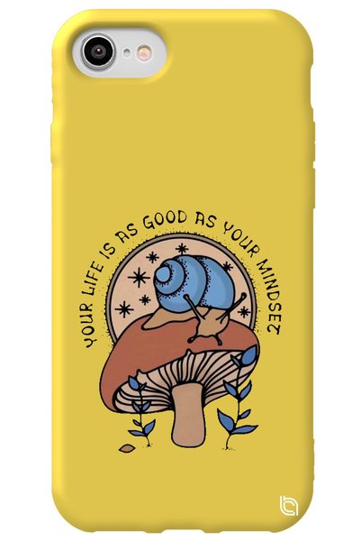 WANNA PROTECT iPhone 8 Yellow Color Premium Velvet Mushroom Patterned Silicon...