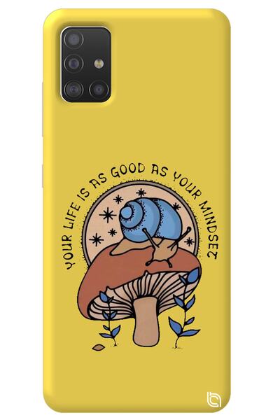 WANNA PROTECT Samsung A51 Yellow Color Premium Velvet Mushroom Patterned Sili...