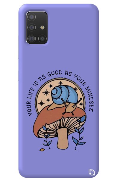 WANNA PROTECT Samsung A71 Lilac Colored Premium Velvet Mushroom Patterned Sil...