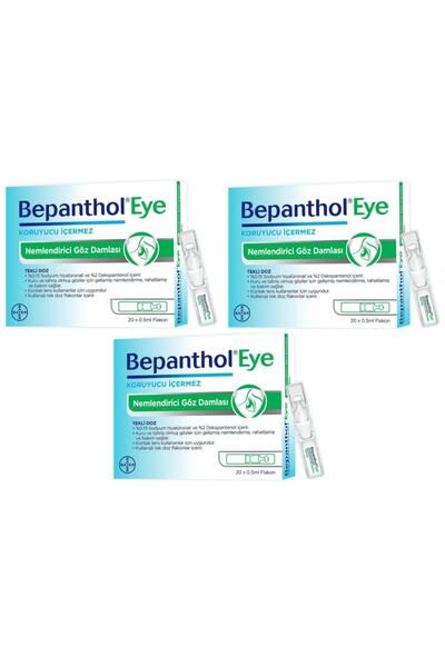 Bepanthol Eye Göz Damlası 0,5 ml X 20 Flakon 3 Adet