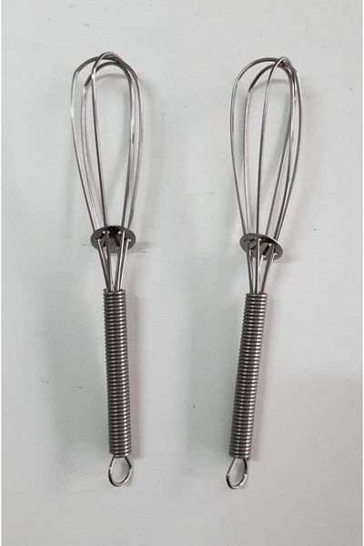 5DM 2 Pieces Pewter Mini Wire Whisk Mixer 11.5 Cm