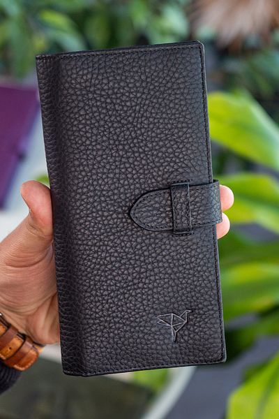 Garbalia Albert Genuine Leather Black Unisex Wallet with RFID Blocking Phone Compartment