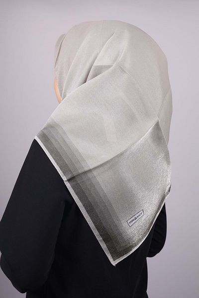 PİRAMİT Pyramid Solid Color Glitter Banded Evening Scarf - Pattern-07 - Color-12