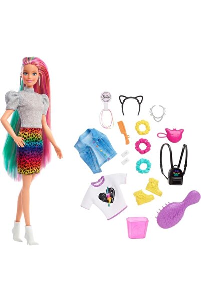 mattel Barbie Leopar Gökkuşağı Saçlı Bebek - Grn81-grn80
