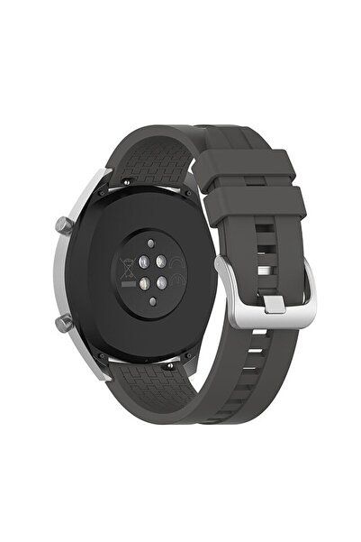NovStrap Samsung Galaxy Watch 46mm Sm-r800 Uyumlu Kordon Kayış Klasik Silikon Kordon Metal Tokalı K23