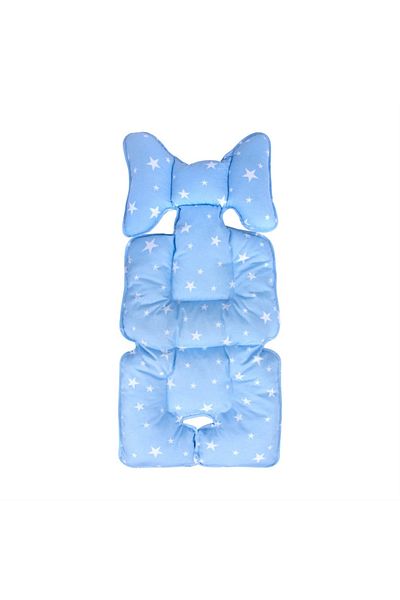 Sevi Bebe Blue Star Patterned Stroller and Car Seat Cushion