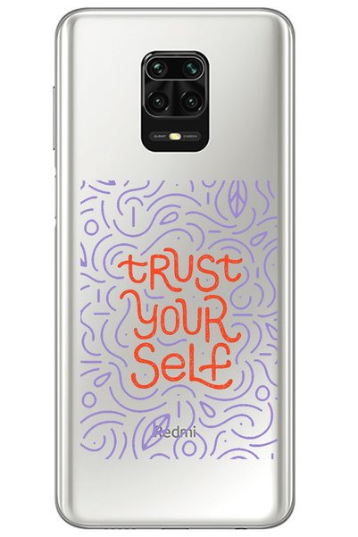 WANNA PROTECT غلاف هاتف Xiaomi Redmi Note 9s Trust من السيليكون الشفاف المنقوش