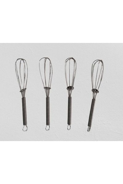 EveFix 4 Pieces Pewter Mini Wire Whisk Mixer 11.5 Cm