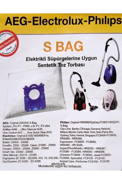 AEG 20 Pieces S Bag Ultra Silencer Aus Viva Control Avc Viva Quick Stop Avq Vacuum Cleaner Bag