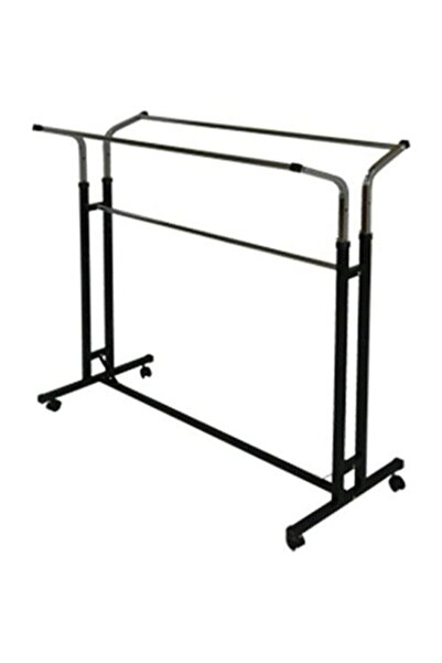 ASLANSTORE Vitrin Raf Tekerlekli Çift Taraflı Askılık Stant | Orta Boy, Siyah Metal