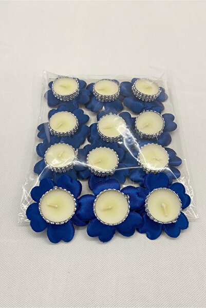 ZEYMERADE Saks Mavi Nedime El Mumu, 12 Adet, Düğün, Kına Gecesi, Kına Mumu, B...