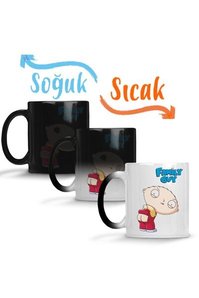 Baskı Dükkanı Family Guy Stewie Sihirli Kupa Bardak Porselen