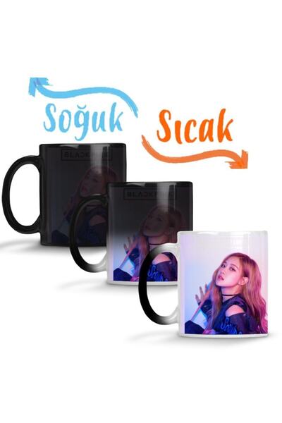 Baskı Dükkanı Blackpink Rose Sihirli Kupa Bardak Porselen