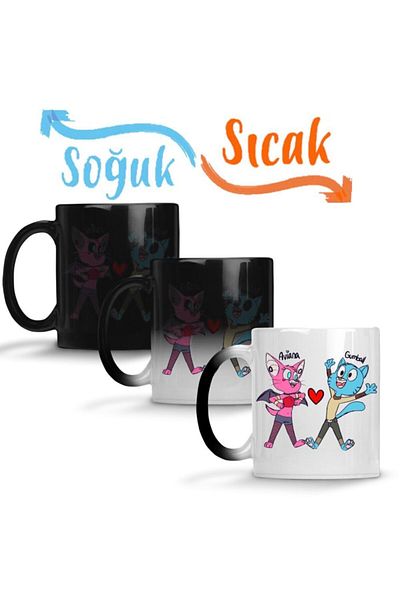 Baskı Dükkanı Cat Cat Mammal Dog, Gumball Waterson Ariana Love Magic Mug Cup Porcelain
