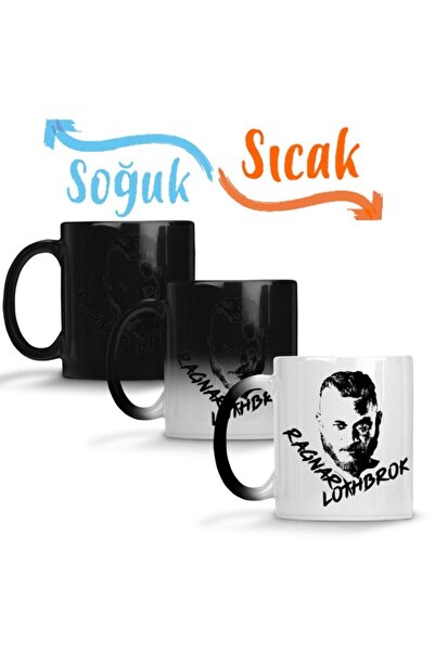 Baskı Dükkanı Ragnar Lothbrok Sihirli Kupa Bardak Porselen