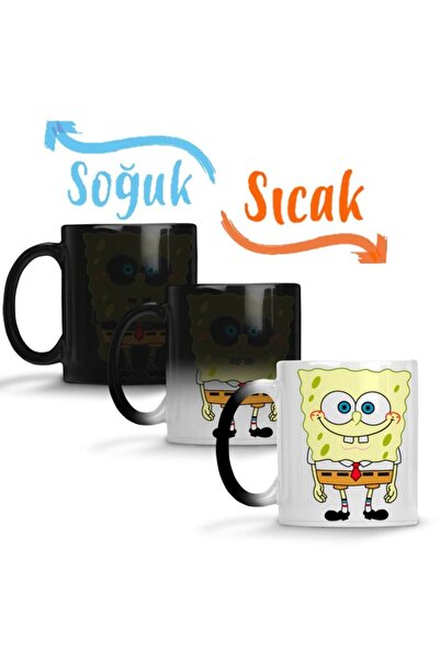 Baskı Dükkanı Sünger Bob Sihirli Kupa Bardak Porselen