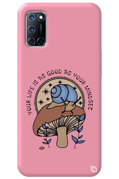 WANNA PROTECT Oppo A72 Compatible Pink Colored Premium Velvet Mushroom Patter...