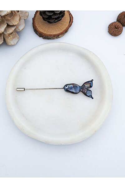 camADA Murano Cam Turkuaz Rengi Balık Broş