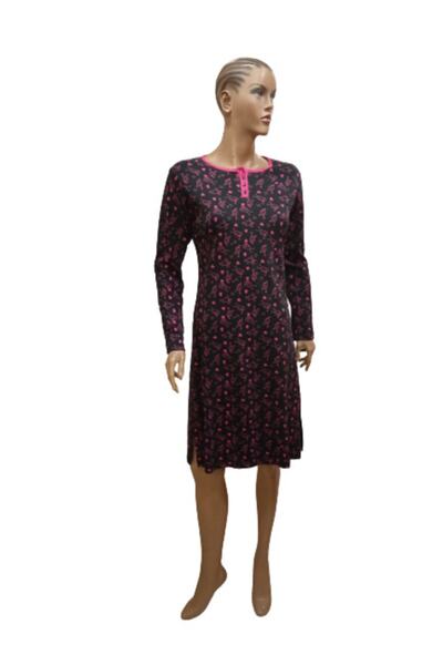 MasmaviMilla Cămașă de noapte cu nasturi Alien Figured, neagră, roz