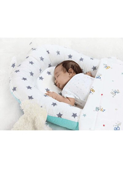 Babynest Yatak Ve Ortopedik Yastık Mint Ve Gri Yıldız