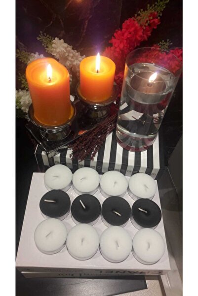 ABETE Iv Candles 6'lı Siyah Beyaz Maxi Büyük Tealight Mum