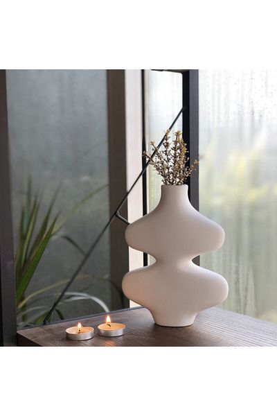 thiramis homeconcept 19.5'Cm White Butterfly Vase