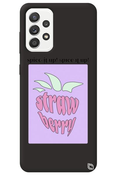WANNA PROTECT Samsung Galaxy A72 Black Color Premium Velvet Strawberry Patter...